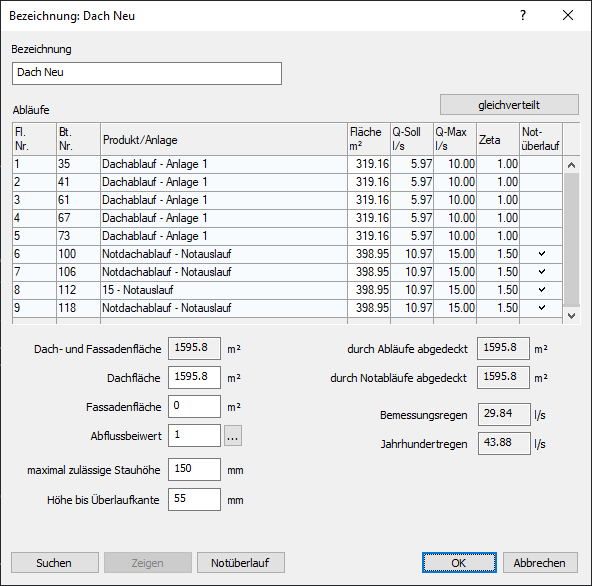 Dialog Dachablauf Linear AutoCAD