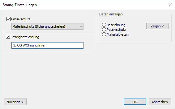 Dialog Strang Einstellungen Linear AutoCAD