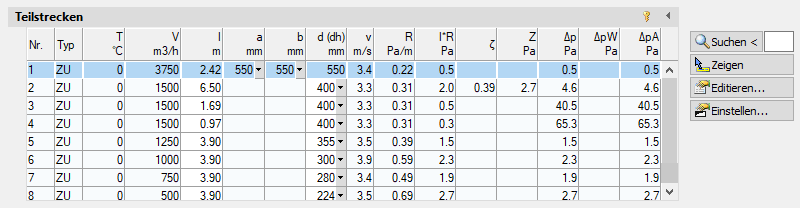 Tabelle Teilstrecken Berechnung AutoCAD