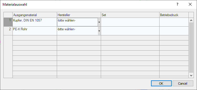 Dialog Materialauswahl Linear AutoCAD