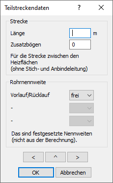 Dialog Teilstreckendaten Linear AutoCAD Schemagenerator
