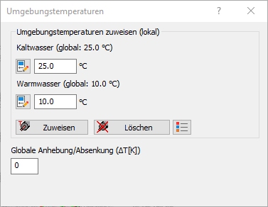 Dialog Umgebungstemperaturen in den LINEAR Solutions für Autodesk AutoCAD
