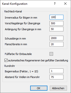 Kanal Konfiguration Linear AutoCAD