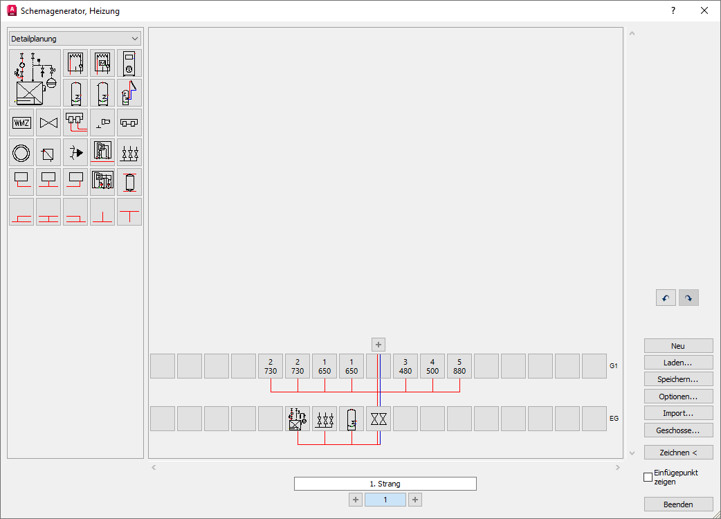 Schemagenerator Heizung in den LINEAR Solutions für Autodesk AutoCAD