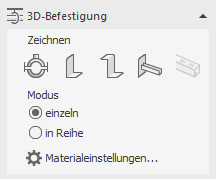 Bereich 3D-Befestigung in den LINEAR Solutions für Autodesk AutoCAD