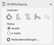 Bereich 3D-Befestigung in den LINEAR Solutions für Autodesk AutoCAD