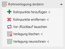 Bereich "Rohrverlegung ändern" in den LINEAR Solutions für Autodesk AutoCAD