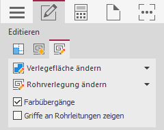Befehlsgruppe Editieren für Flächentemperierungen in den LINEAR Solutions für Autodesk AutoCAD