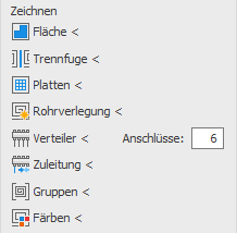 Bereich Zeichnen für Flächentemperierungen in den LINEAR Solutions für Autodesk AutoCAD