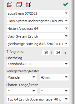 Bereich System für Flächentemperierungen in den LINEAR Solutions für Autodesk AutoCAD
