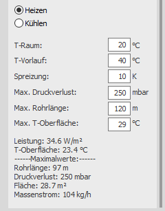 Auslegungshilfen für Flächentemperierungen in den LINEAR Solutions für Autodesk AutoCAD