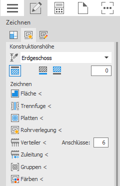 Zeichnungsbereich Flächentemperierung in den LINEAR Solutions für Autodesk AutoCAD