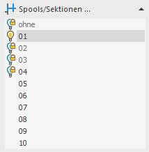 Bereich Spools/Sektionen in den LINEAR Solutions für Autodesk AutoCAD