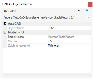 LINEAR Eigenschaften in den LINEAR Solutions für Autodesk AutoCAD