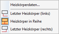 Heizung Kontextmenü Linear AutoCAD Schemagenerator