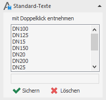 Bereich Standard-Texte in den LINEAR Solutions für Autodesk AutoCAD