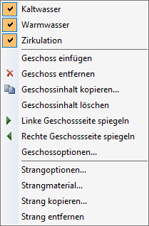 Kontextmenü Schemaplanung Trinkwasser Linear AutoCAD Schemagenerator