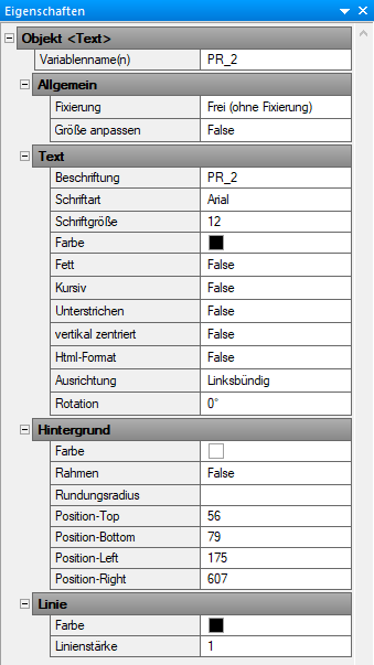 Eigenschaften Report Edit