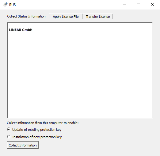 Dialog RUS im LINEAR Admin