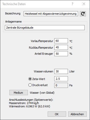 Bauteildaten Heizkessel Linear Revit