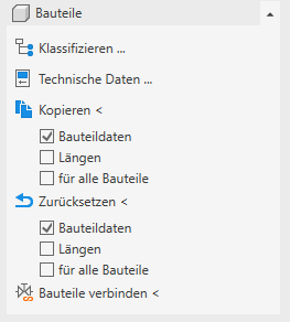 Bereich Bauteile der Disziplinen Heizung und Kälte in den LINEAR Solutions für Autodesk Revit