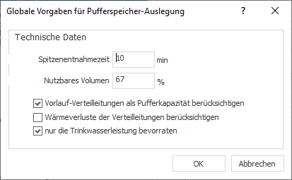 Globale Vorgaben Pufferspeicher Linear Smartplan