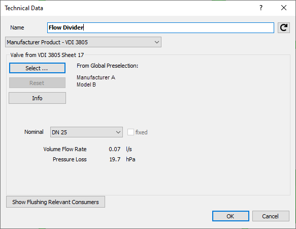 Technical data flow divider Linear Revit