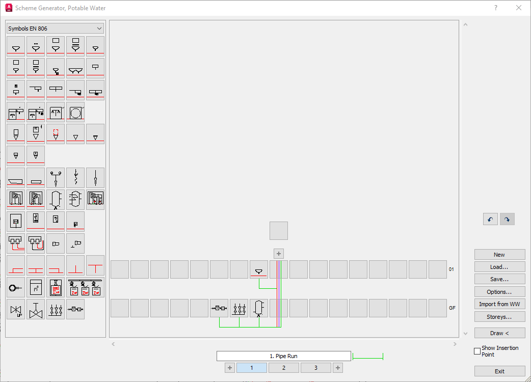Scheme planning Potable Water Linear AutoCAD Scheme generator