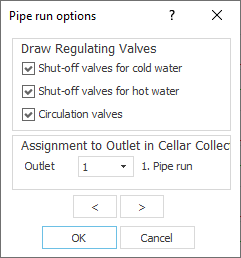 Pipe run options dialog Linear Smartplan