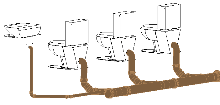 Connected components waste water LINEAR Revit
