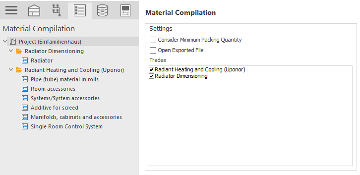 Module material compilation Linear Building