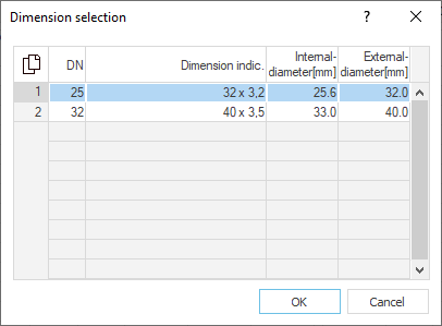 Dialog dimension selection Linear Building