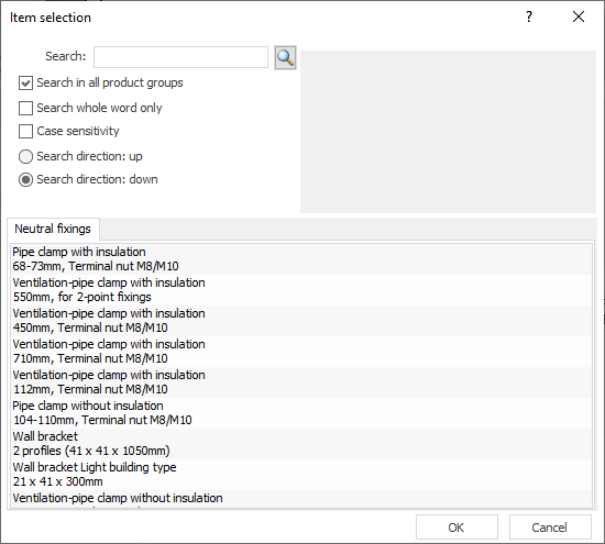 Main dialog item selection Linear CAD Browser