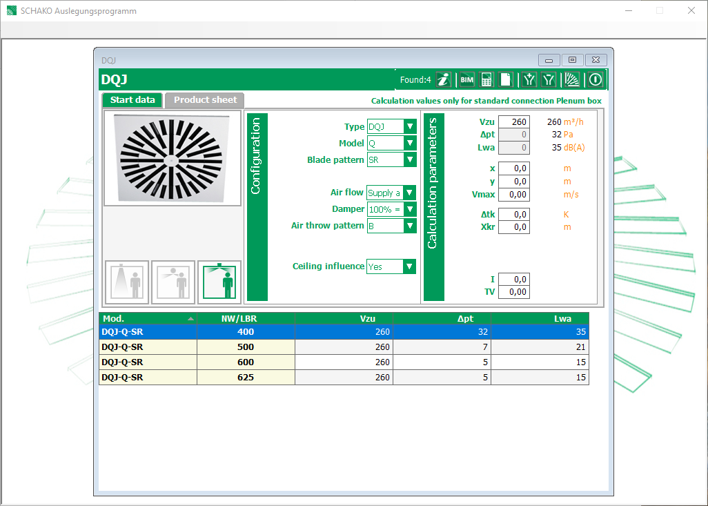 Configured Diffuser in the Schako Design Program
