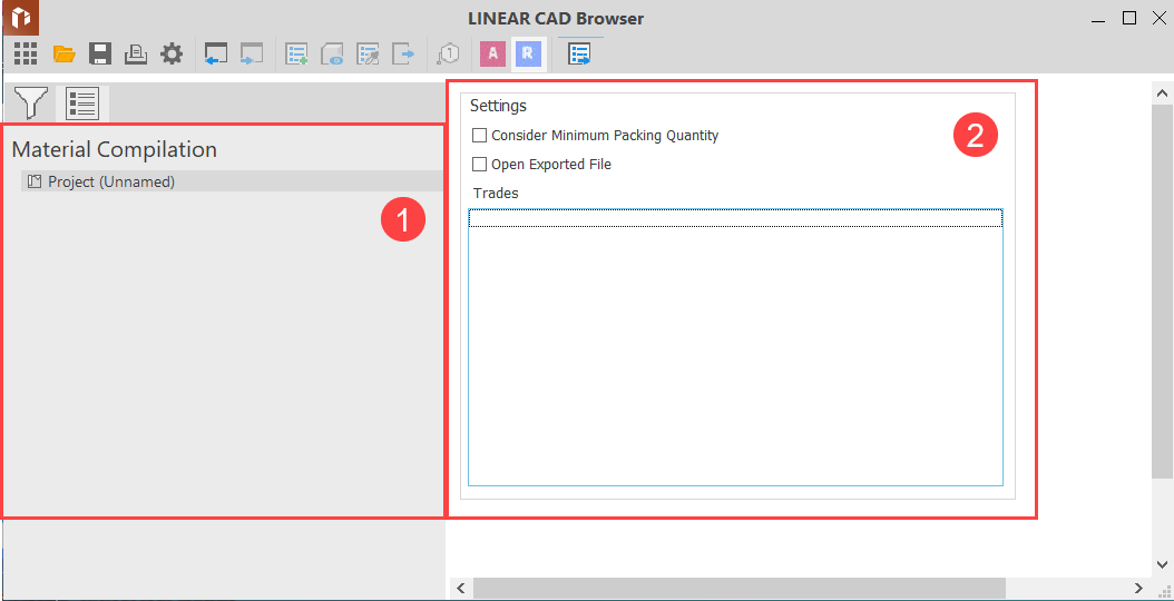 The Material Composition section of the LINEAR CAD Browser