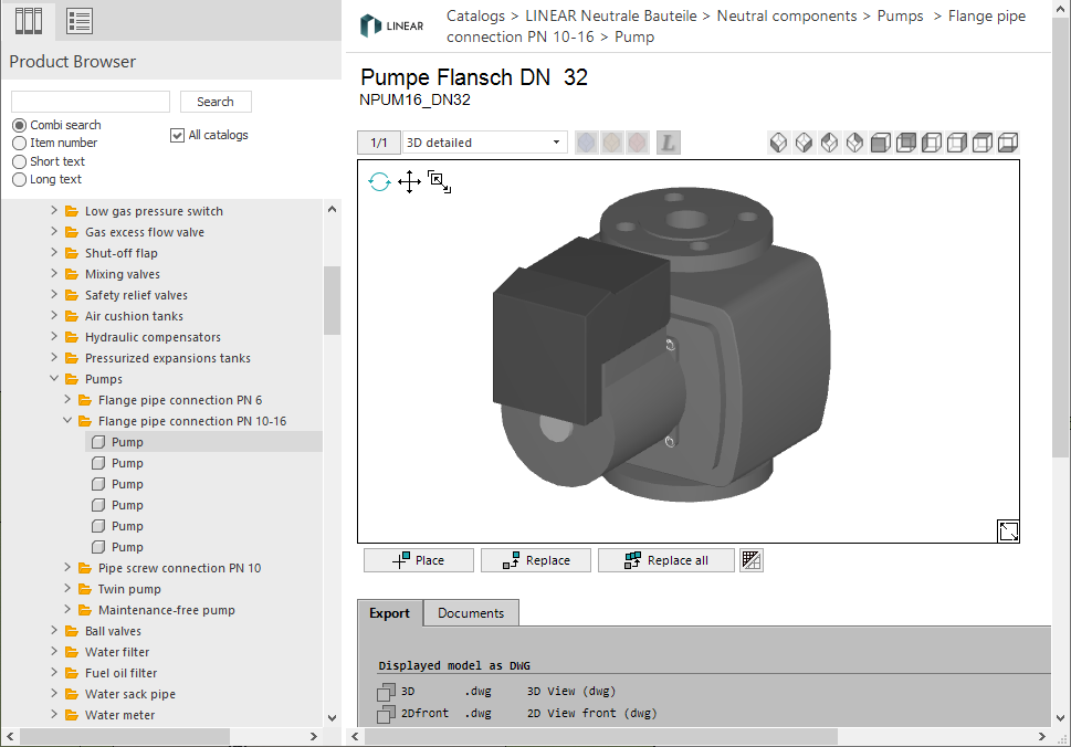 Product Browser Linear CAD Browser