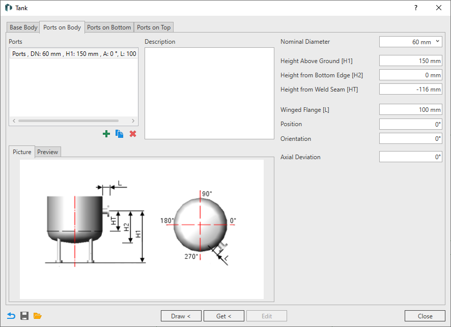 Main dialog tank configurator Linear Revit