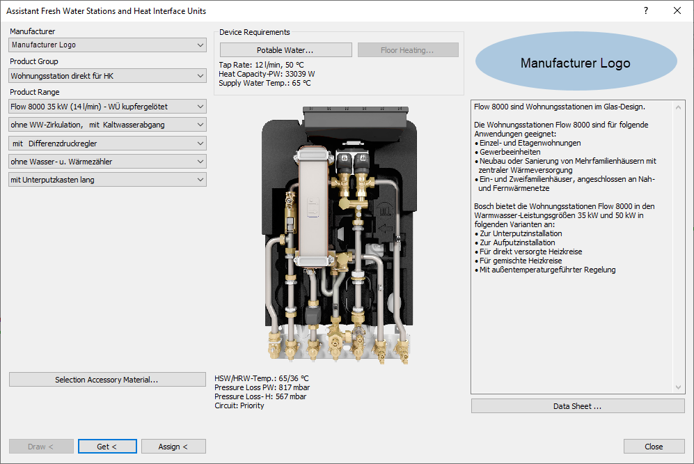 Dialog Heat Interface Unit Fresh Water Station Linear Revit