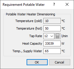 Dialog requirement Potable Water Linear Revit
