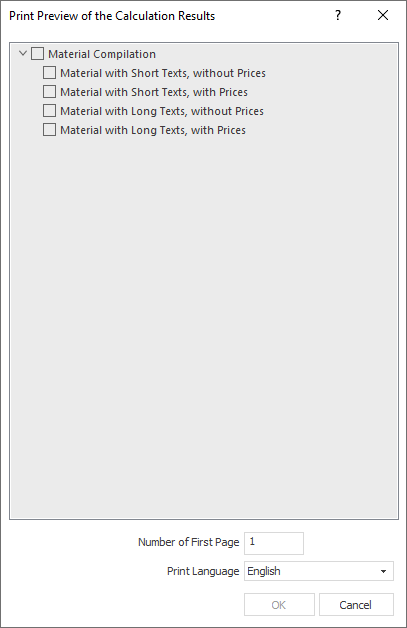 Preview of the printout in the LINEAR CAD Browser