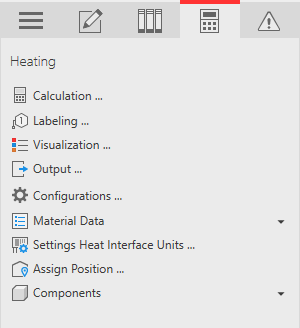 Analyse tab Heating of the LINEAR Solutions for Autodesk Revit