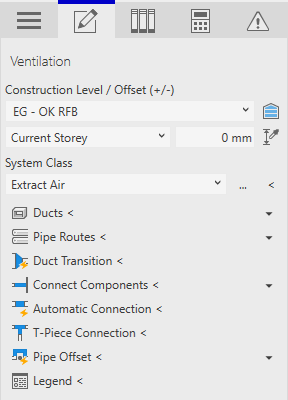 Construction tab ventilation Linear Revit