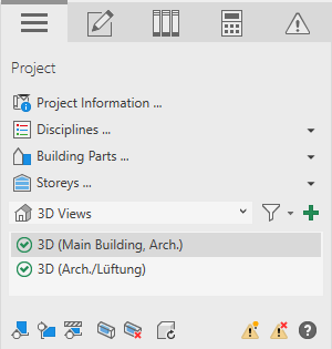 Project Tab of the Control Board LINEAR Solutions for Autodesk Revit