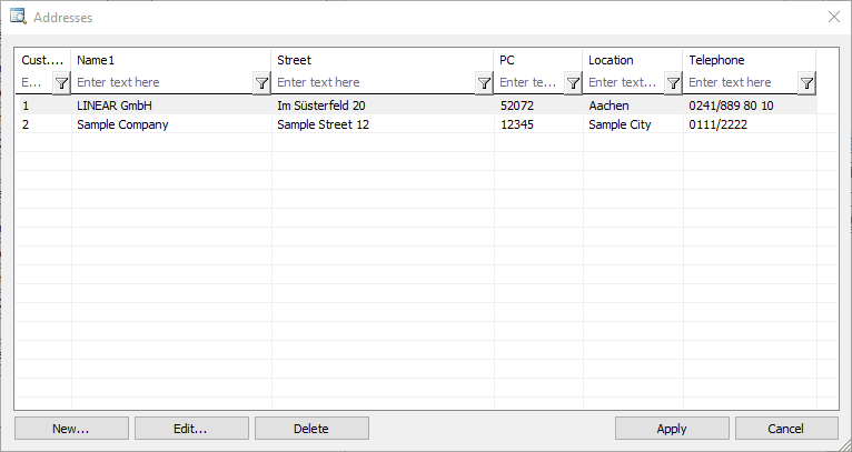 Dialog Addresses LINEAR Building
