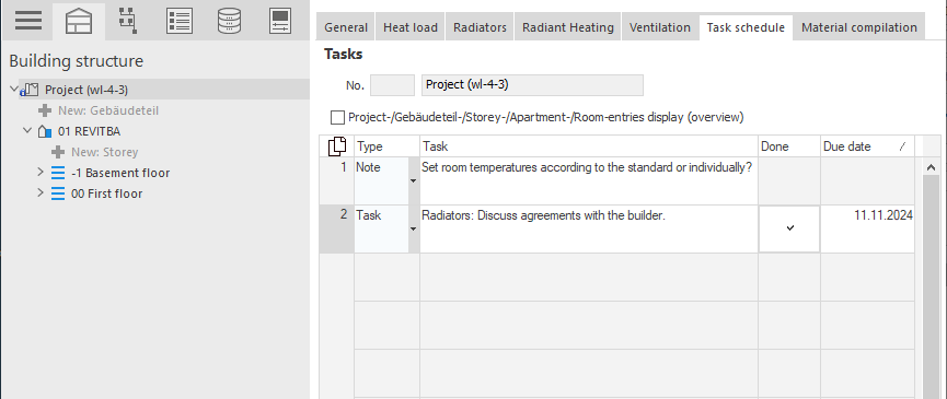 Task schedule tasks Linear Building