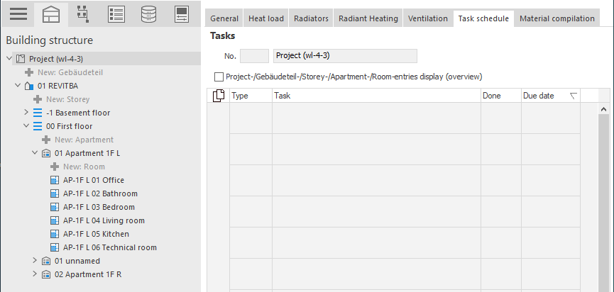 Module overview task schedule Linear Building