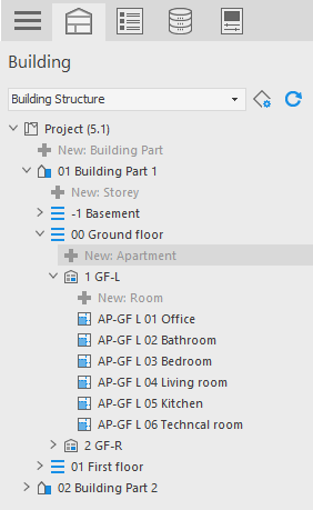Building structure in LINEAR Building