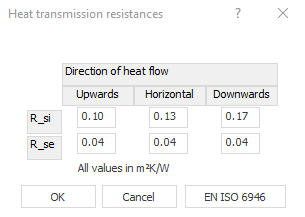 Dialog Heat Transmission Resistances in LINEAR Building