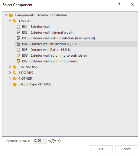 Dialog "Select Components" in LINEAR Building