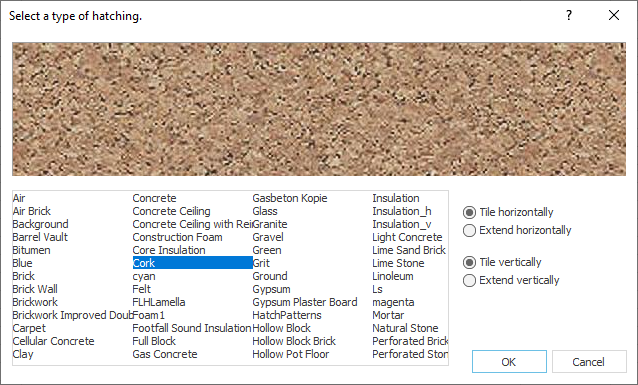 Dialog select hatching Linear Building